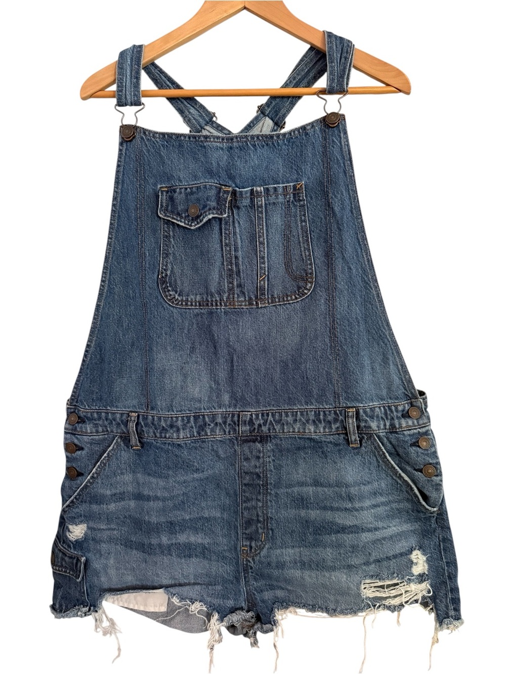 American Eagle Denim Blue Womens Short Overalls - Blue size XXL